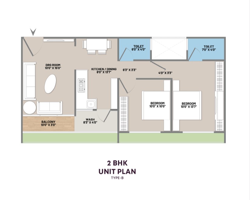 2 BHK Floor Plan